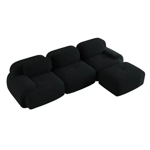 Sofá de esquina CollaHausse de pana, Modular, Sin montaje, Sin marco, Ergonómico