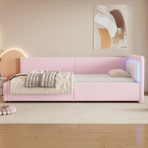 Cama CollaHausse en terciopelo sintético, Cama de día, Sofá cama 90x200cm