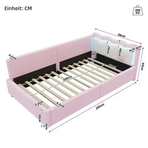 Cama CollaHausse en terciopelo sintético, Cama de día, Sofá cama 90x200cm