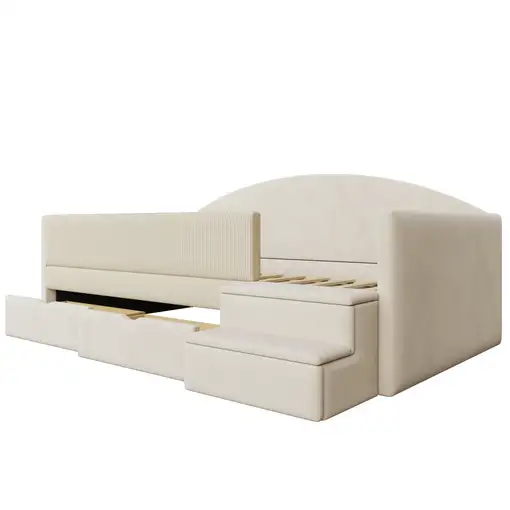 Cama CollaHausse en terciopelo, Multifuncional, Dos cajones 90x190cm