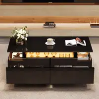 Mesa de centro CollaHausse en vidrio templado, Con tablero, Brillante 90x45x35.5cm
