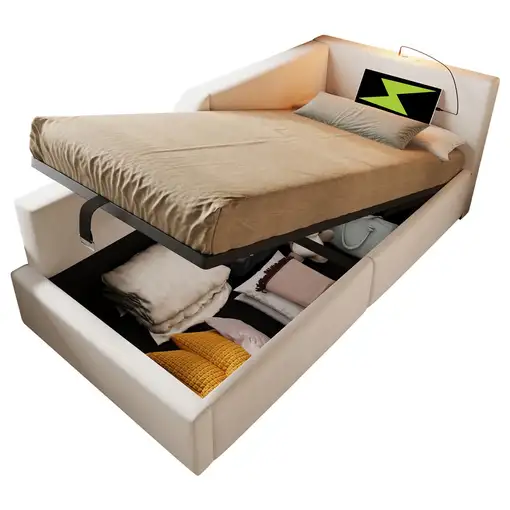 Cama CollaHausse en terciopelo, Con somier de láminas de madera 90x200cm