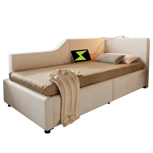 Cama CollaHausse en terciopelo, Con somier de láminas de madera 90x200cm