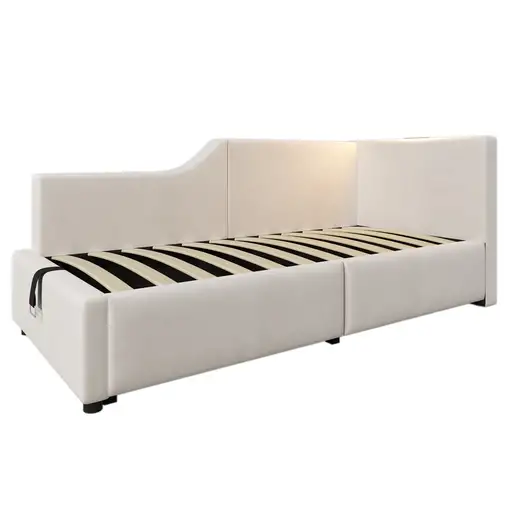 Cama CollaHausse en terciopelo, Con somier de láminas de madera 90x200cm