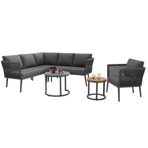 Conjunto de salón de jardín CollaHausse en cuerda, Modular, 6 piezas