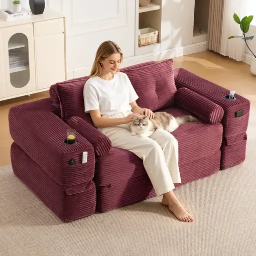 Sofá cama CollaHausse Espuma de alta densidad, Muelles, Forma estable, Bolsillos