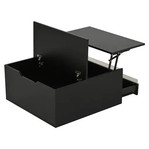 Mesa de centro CollaHausse 70x70x38cm, Altura ajustable, Tira LED 70x70x38cm