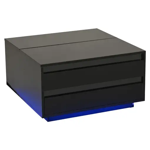 Mesa de centro CollaHausse 70x70x38cm, Altura ajustable, Tira LED 70x70x38cm