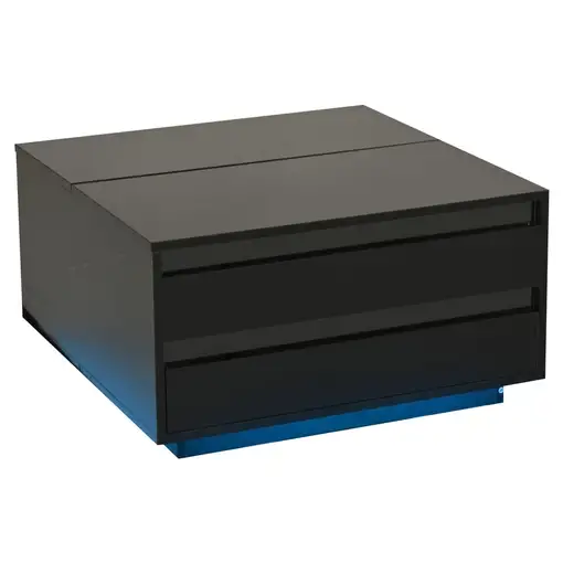 Mesa de centro CollaHausse 70x70x38cm, Altura ajustable, Tira LED 70x70x38cm