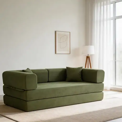 Sofá cama CollaHausse en terciopelo acanalado, Convertible en cama