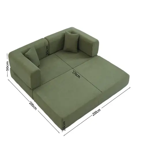 Sofá cama CollaHausse en terciopelo acanalado, Convertible en cama