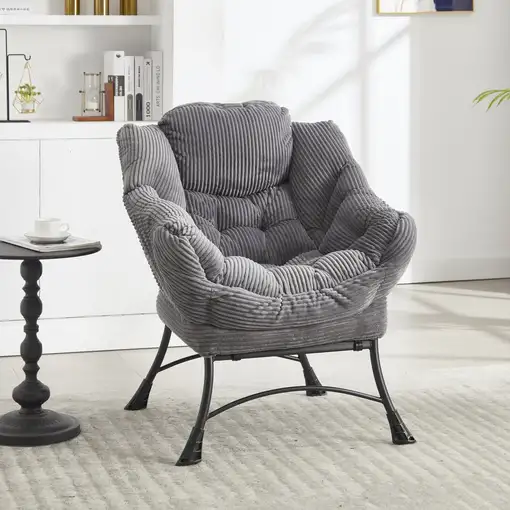 Sillón CollaHausse en tela, con otomana, reposabrazos, un bolsillo lateral