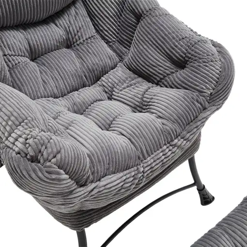 Sillón CollaHausse en tela, con otomana, reposabrazos, un bolsillo lateral