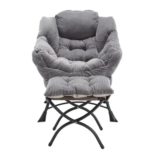 Sillón CollaHausse en tela, con otomana, reposabrazos, un bolsillo lateral