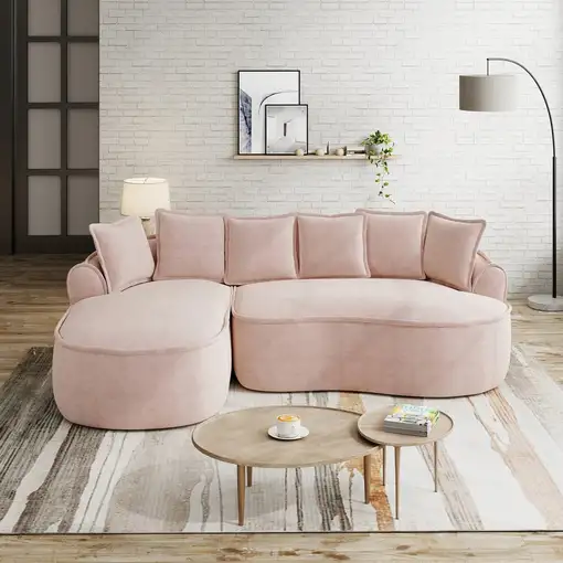 Sofá de esquina CollaHausse en chenilla, Modular, Sin marco, Espuma, Forma en L