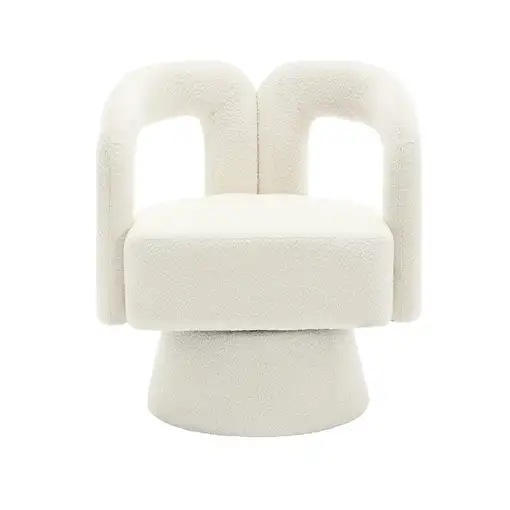 Sillón CollaHausse en tejido afelpado, Giratorio 360°, Asiento amplio acolchado