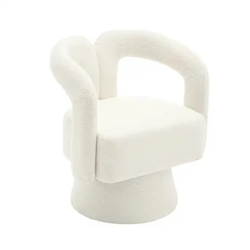 Sillón CollaHausse en tejido afelpado, Giratorio 360°, Asiento amplio acolchado