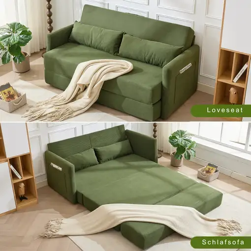 Sofá cama CollaHausse en terciopelo acanalado, 2 en 1, Plegable 165x92x82cm