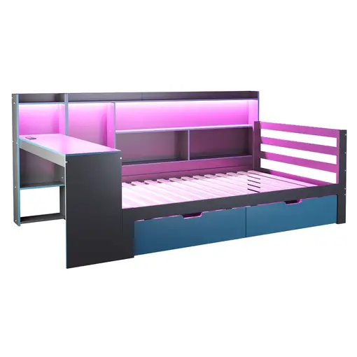 Cama CollaHausse en madera, Con estantería 90x200cm