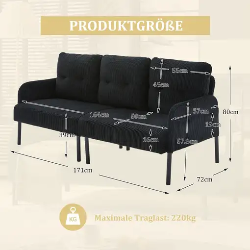 Sofá CollaHausse Asiento acolchado confortable, Respaldo alto