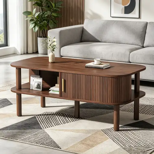 Mesa de centro CollaHausse en mdf, 110×55×45 cm, Puerta enrollable 110x55x45cm Mesa de centro CollaHausse en mdf, 110×55×45 cm, Puerta enrollable 110x55x45cm