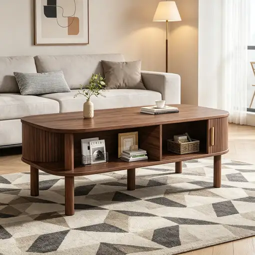 Mesa de centro CollaHausse en mdf, 110×55×45 cm, Puerta enrollable 110x55x45cm