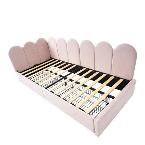 Cama CollaHausse en terciopelo, Con cajones, Almacenamiento 90x200cm