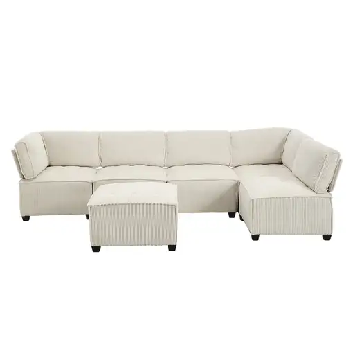 Sofá modular CollaHausse de pana, Modular, 6 plazas, Ergonómico 308cm