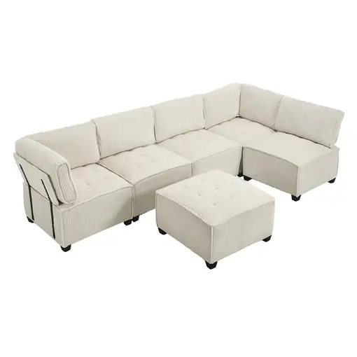 Sofá modular CollaHausse de pana, Modular, 6 plazas, Ergonómico 308cm