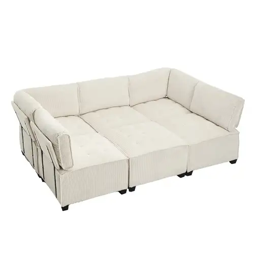 Sofá modular CollaHausse de pana, Modular, 6 plazas, Ergonómico 308cm