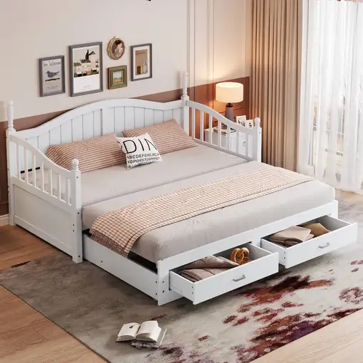 Sofá cama CollaHausse en madera de pino, Extensible 90/180x190cm Sofá cama CollaHausse en madera de pino, Extensible 90/180x190cm