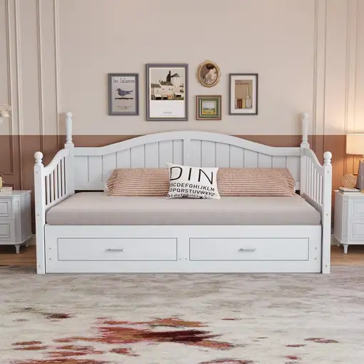 Sofá cama CollaHausse en madera de pino, Extensible 90/180x190cm