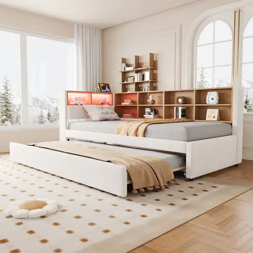 Sofá cama CollaHausse de franela, Bombillas altamente eficientes 90x200cm