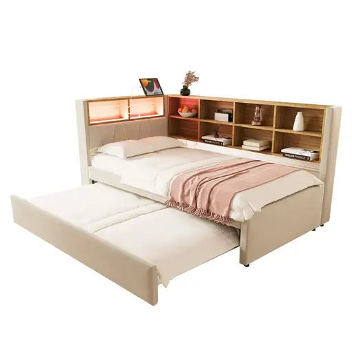 Sofá cama CollaHausse de franela, Bombillas altamente eficientes 90x200cm