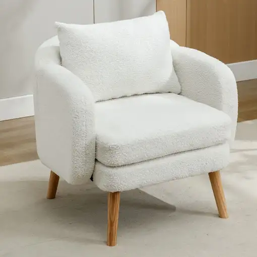 Sillón CollaHausse en terciopelo teddy, con cojín, cojín extra grueso, acolchado