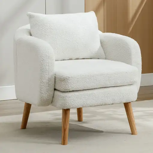 Sillón CollaHausse en terciopelo teddy, con cojín, cojín extra grueso, acolchado