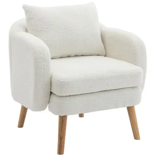 Sillón CollaHausse en terciopelo teddy, con cojín, cojín extra grueso, acolchado