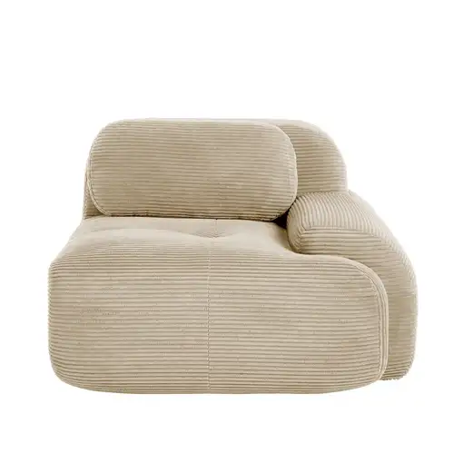 Sofá de esquina CollaHausse de pana, Con cojines, Beige