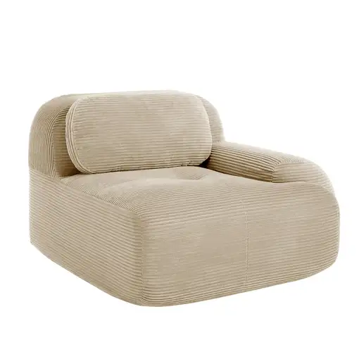 Sofá de esquina CollaHausse de pana, Con cojines, Beige