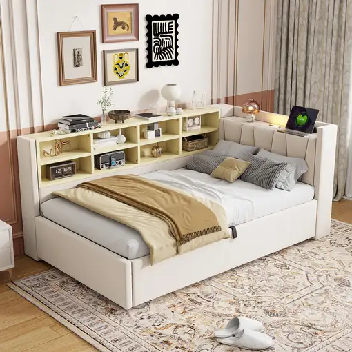 Cama CollaHausse en terciopelo, 90x200 cm, Con almacenamiento hidráulico 90x200cm