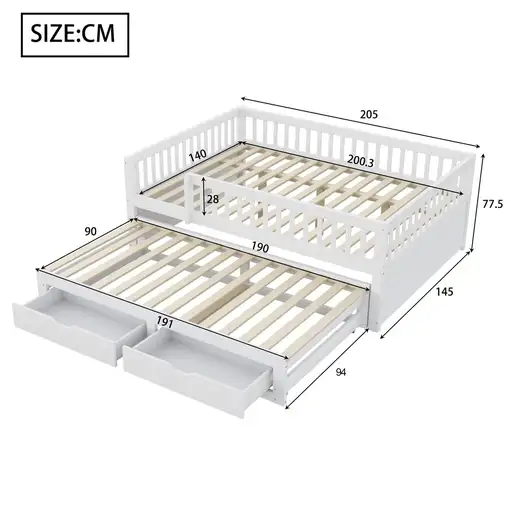 Sofá cama CollaHausse de madera maciza 140x200cm
