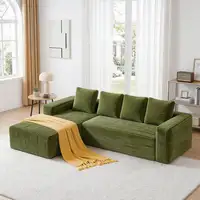 Sofá de esquina CollaHausse en terciopelo acanalado, Forma en L, Modular