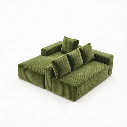 Sofá de esquina CollaHausse en terciopelo acanalado, Forma en L, Modular