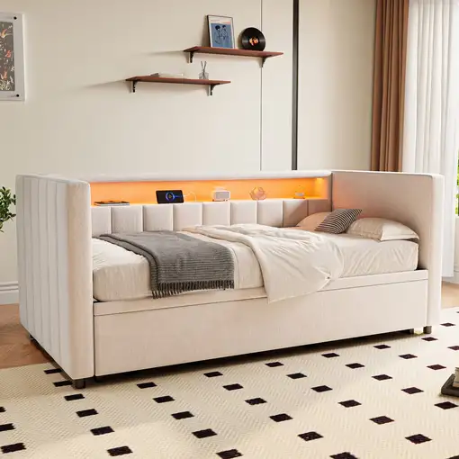 Sofá cama CollaHausse en terciopelo, Cama nido, Puerto USB Tipo-C 90x190cm