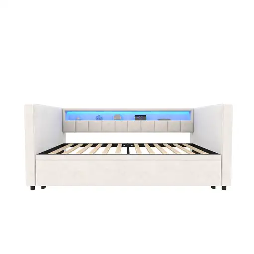 Sofá cama CollaHausse en terciopelo, Cama nido, Puerto USB Tipo-C 90x190cm