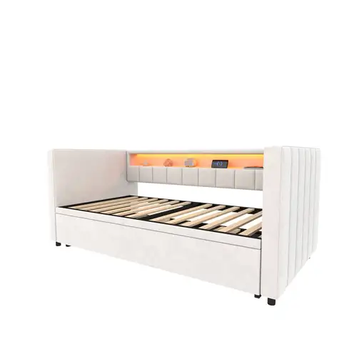 Sofá cama CollaHausse en terciopelo, Cama nido, Puerto USB Tipo-C 90x190cm