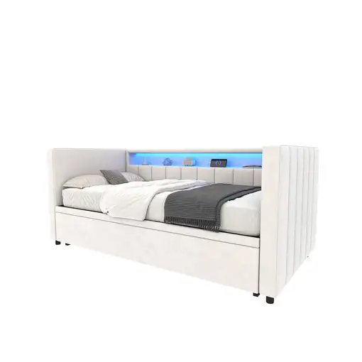 Sofá cama CollaHausse en terciopelo, Cama nido, Puerto USB Tipo-C 90x190cm