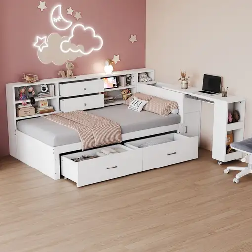Sofá cama CollaHausse en madera, Multifuncional, Almacenamiento oculto 90x200cm Sofá cama CollaHausse en madera, Multifuncional, Almacenamiento oculto 90x200cm