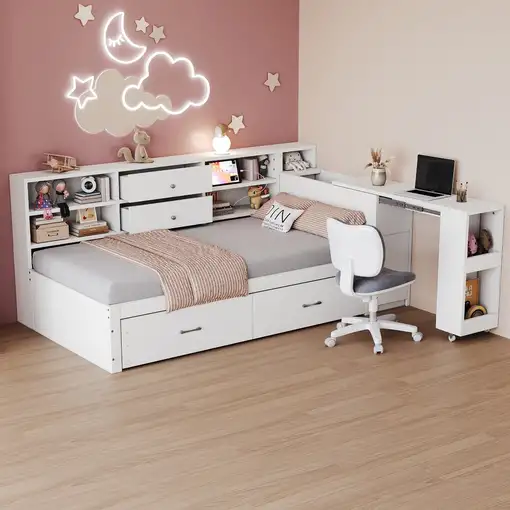 Sofá cama CollaHausse en madera, Multifuncional, Almacenamiento oculto 90x200cm