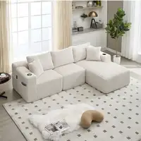 Sofá modular CollaHausse en chenilla, Chaise longue, 2 plazas, 5 cojines Sofá modular CollaHausse en chenilla, Chaise longue, 2 plazas, 5 cojines